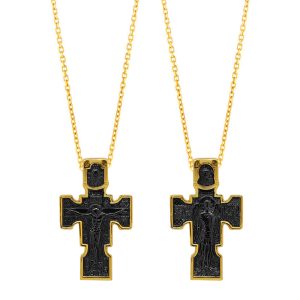 Βυζαντινός σταυρός Ρώσικος δύο όψεων με παραστάστεις, Εσταυρωμένος-Αρχάγγελος Μιχαήλ