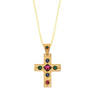 Βυζαντινός Σταυρός με πολύχρωμες πέτρες ζιργκόν