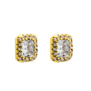 Rectangular earrings with zircon stones