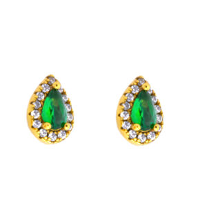 Naveta earrings with zircon stones, large size