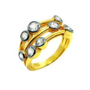 Triple band ring with zircon stones