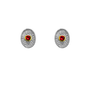 Σκουλαρίκια Βυζαντινά mini οβάλ με πέτρες ζιργκόν