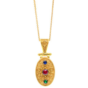 Byzantine necklace with multi-color zircon stones N2