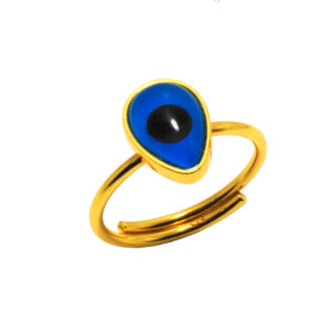 Δαχτυλίδι μπλε γύαλινο μάτι σταγόνα Ν2