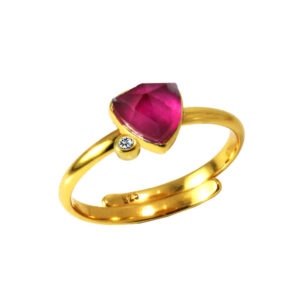 Triangular mineral and zircon stone ring 7mm - N1.