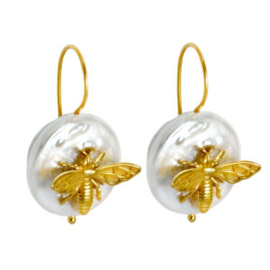 Bee pearl earrings
